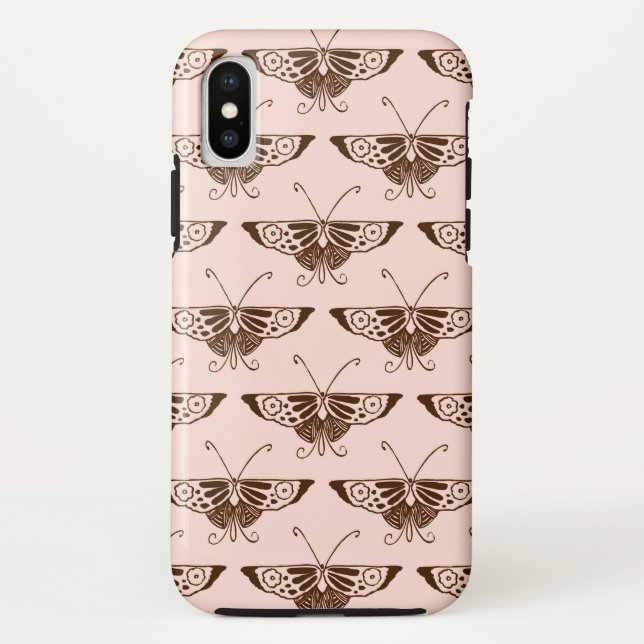 Stylized Art Deco butterfly - chocolate and peach Case-Mate iPhone Case (Back)