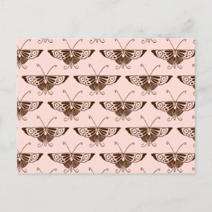 Stylized Art Deco butterfly - chocolate and peach Postcard