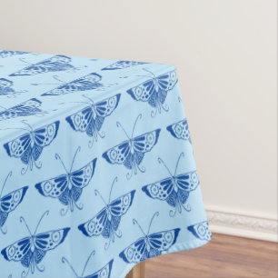 Stylized Art Deco butterfly - cobalt and pale blu Tablecloth
