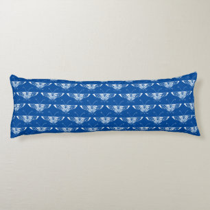 Stylized Art Deco butterfly, cobalt blue and white Body Pillow