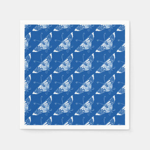 Stylized Art Deco butterfly, cobalt blue and white Napkin