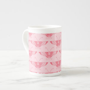 Stylized Art Deco butterfly - coral pink Bone China Mug