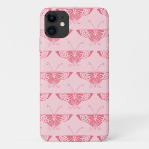 Stylized Art Deco butterfly - coral pink iPhone 11 Case