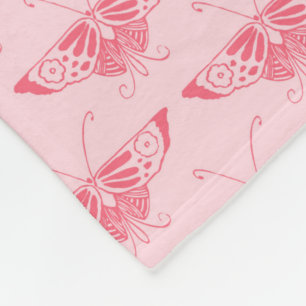 Stylized Art Deco butterfly - coral pink Fleece Blanket