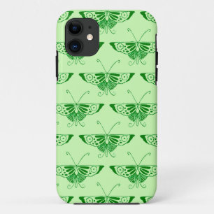 Stylized Art Deco butterfly - emerald green iPhone 11 Case