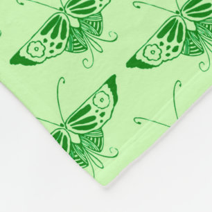 Stylized Art Deco butterfly - emerald green Fleece Blanket