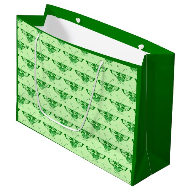 Stylized Art Deco butterfly - emerald green Large Gift Bag (Front Angled)