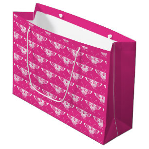 Stylized Art Deco butterfly  - fuchsia pink Large Gift Bag