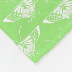 Stylized Art Deco butterfly  - lime green Fleece Blanket