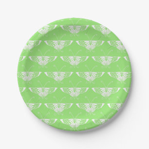 Stylized Art Deco butterfly - lime green Paper Plate