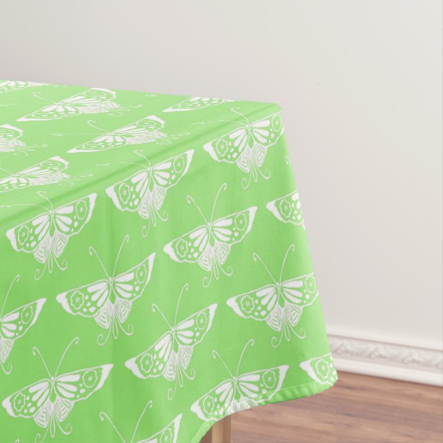 Stylized Art Deco butterfly  - lime green Tablecloth (In Situ)