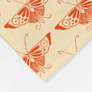 Stylized Art Deco butterfly  - mandarin orange Fleece Blanket