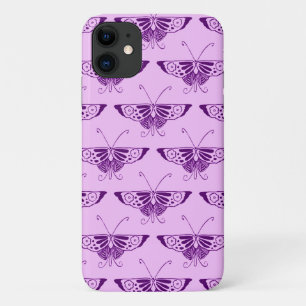 Stylized Art Deco butterfly - purple and orchid iPhone 11 Case