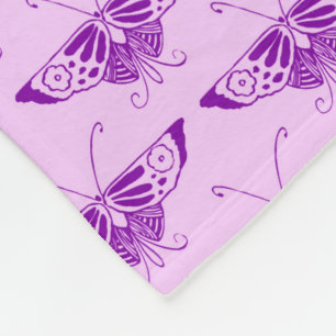 Stylized Art Deco butterfly - purple and orchid Fleece Blanket