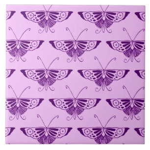 Stylized Art Deco butterfly - purple and orchid Tile