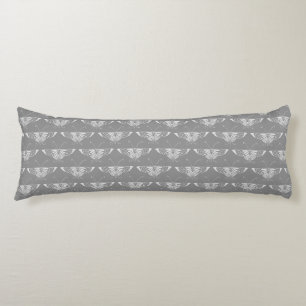 Stylized Art Deco butterfly, shades of grey / grey Body Pillow
