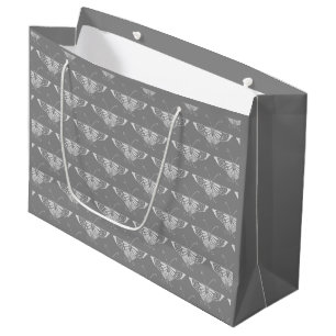 Stylized Art Deco butterfly, shades of grey / grey Large Gift Bag