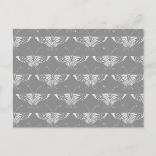 Stylized Art Deco butterfly, shades of grey / grey Postcard