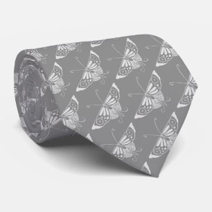 Stylized Art Deco butterfly, shades of grey / grey Tie