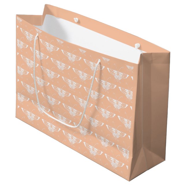 Stylized Art Deco butterfly  - soft peach Large Gift Bag (Front Angled)