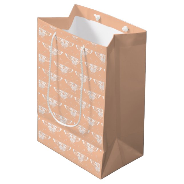 Stylized Art Deco butterfly  - soft peach Medium Gift Bag (Front Angled)