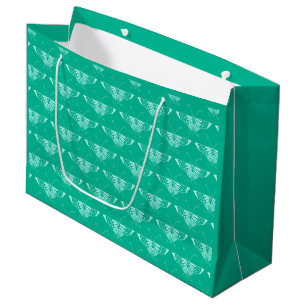 Stylized Art Deco butterfly  - turquoise and aqua Large Gift Bag