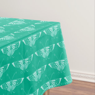 Stylized Art Deco butterfly  - turquoise and aqua Tablecloth