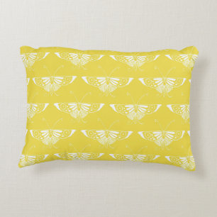 Stylized Art Deco butterfly - yellow and white Decorative Pillow