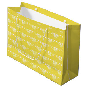 Stylized Art Deco butterfly - yellow and white Large Gift Bag