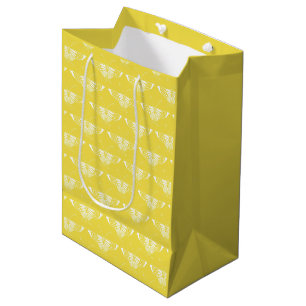 Stylized Art Deco butterfly - yellow and white Medium Gift Bag