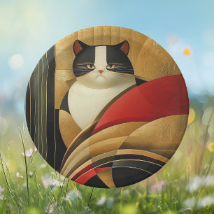 Stylized Art Deco Cat Paper Plate