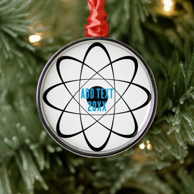 Stylized Atom Symbol Christmas Metal Ornament (Tree)