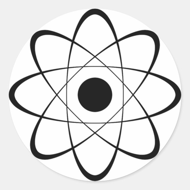 Stylized Atom Symbol Classic Round Sticker (Front)