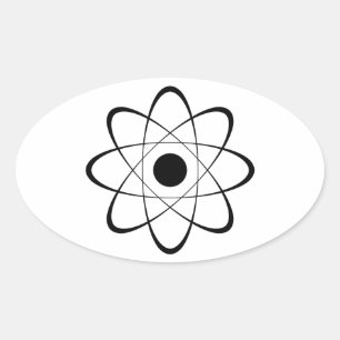 Stylized Atom Symbol Oval Sticker
