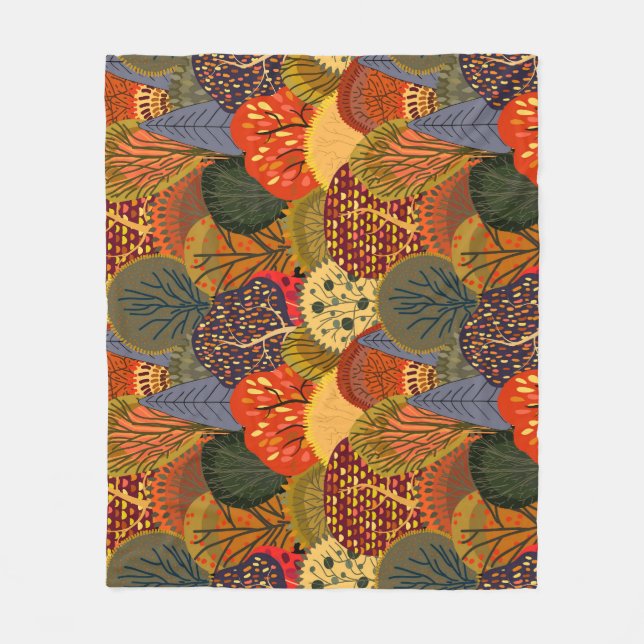 Stylized autumn trees, bright forest pattern. fleece blanket (Front)