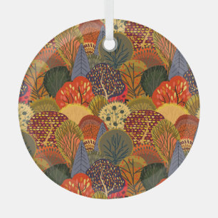 Stylized autumn trees, bright forest pattern. glass ornament