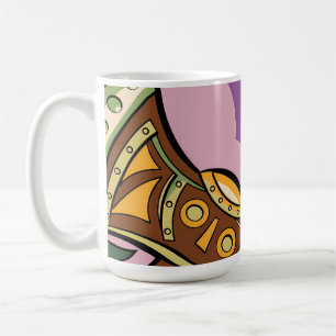 Stylized Axe and Flower Design Coffee Mug