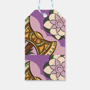 Stylized Axe and Flower Design Gift Tags
