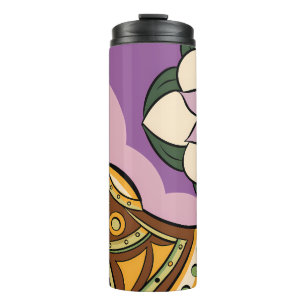 Stylized Axe and Flower Design Thermal Tumbler