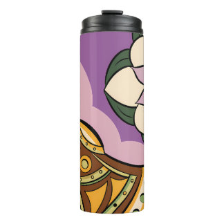 Stylized Axe and Flower Design Thermal Tumbler