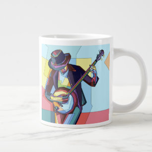 Stylized Banjo Player, Musician's Large Coffee Mug