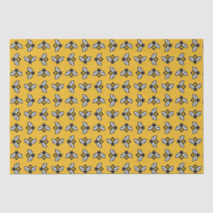 Stylized bees on Provence Yellow Background  Tissue Paper