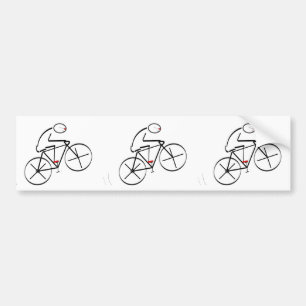 Stylized Bicyclist Design Bumper Sticker