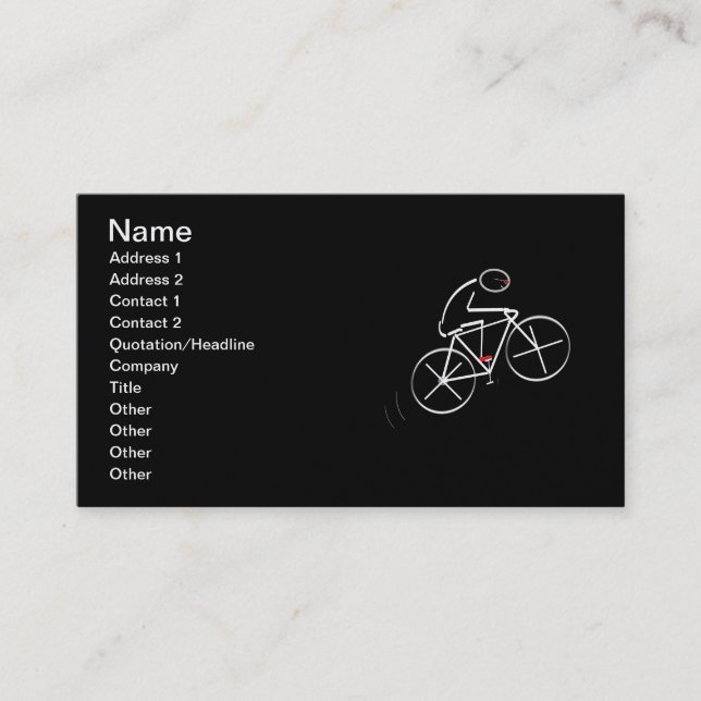 Stylized Bicyclist Design Business Card (Front)