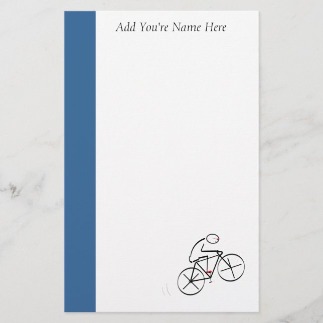 Stylized Bicyclist Design Stationery (Front)