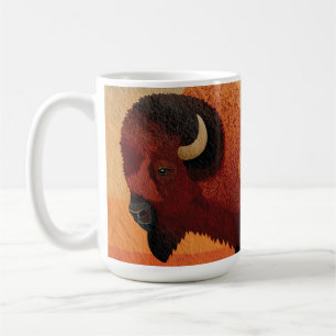 Stylized Bison with Native American Patterns Coffee Mug
