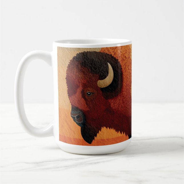 Stylized Bison with Native American Patterns  Coffee Mug (Left)