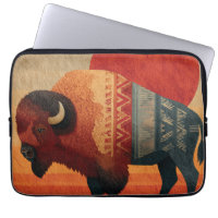 Stylized Bison with Native American Patterns 