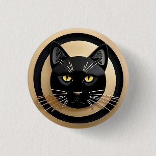 Stylized Black Cat Illustration 1 Inch Round Button