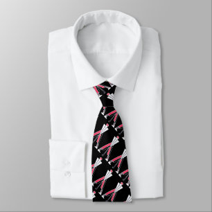 STYLIZED BLACK WHITE RED GOLFER ,GOLF PLAYERS TIE